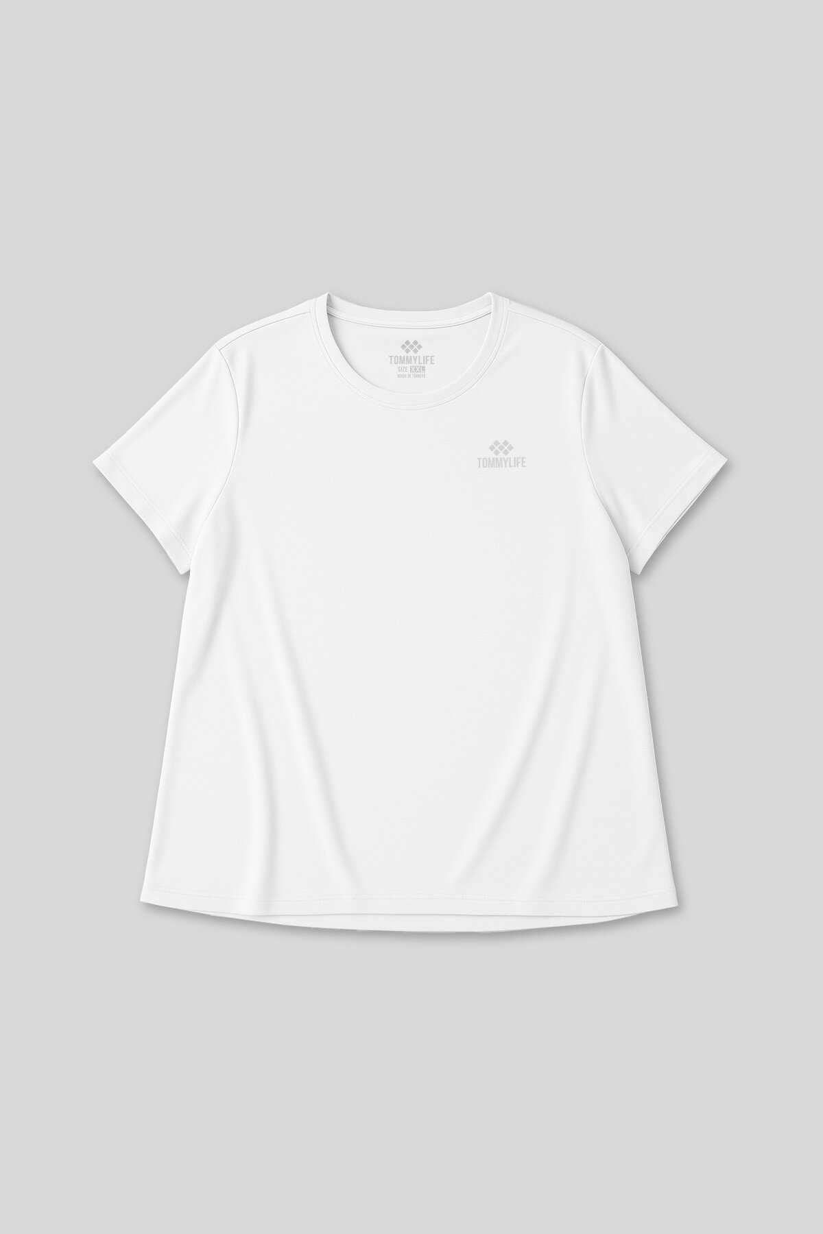 Beyaz Baskılı O Yaka Rahat Form Battal Büyük Beden Kadın T-Shirt - 97308 - TOMMYLIFE (1)