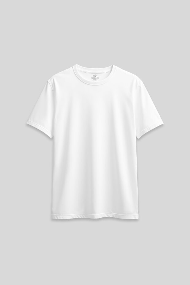 Beyaz O Yaka Standart Fit Basic Kadın T-Shirt - 97311 - 1