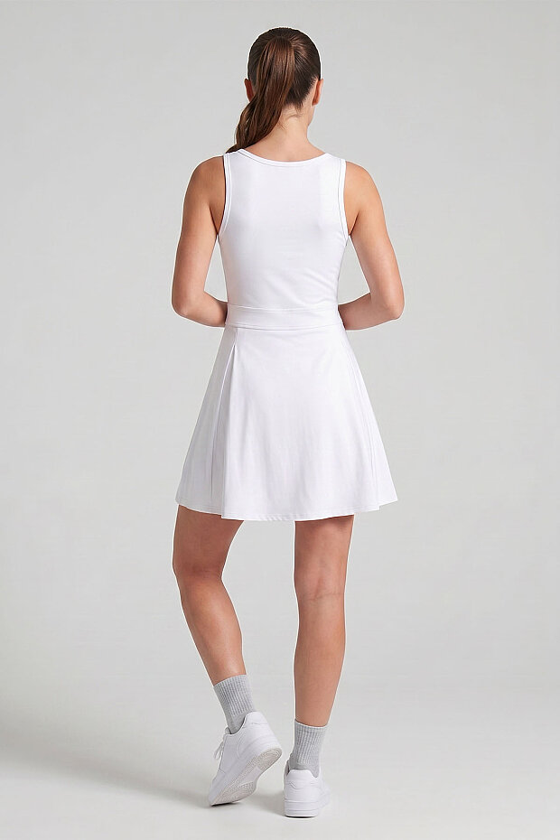 Beyaz İçi Taytlı Kadın Tenis Elbise - 97320 - 6