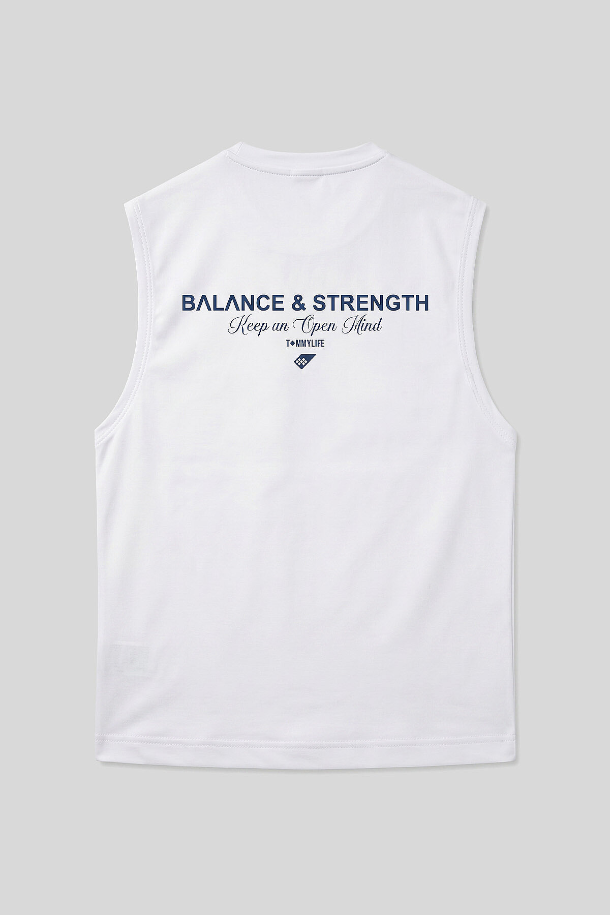 Beyaz Rahat Form Baskılı Spor Performans Kolsuz Erkek Atlet - 88502 - TOMMYLIFE (1)