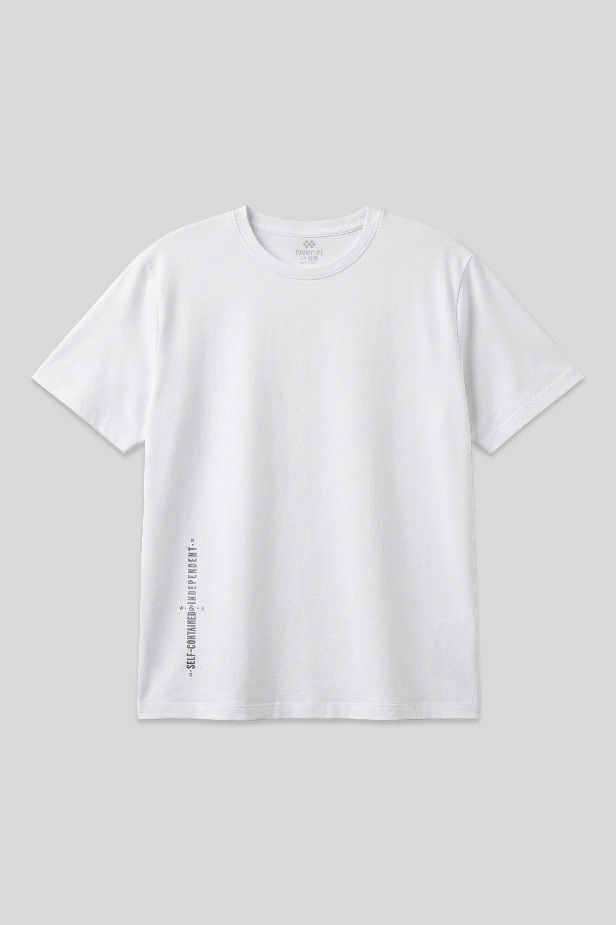 Beyaz Baskılı O Yaka Rahat Form Battal Büyük Beden Erkek T-Shirt - 88472 - TOMMYLIFE