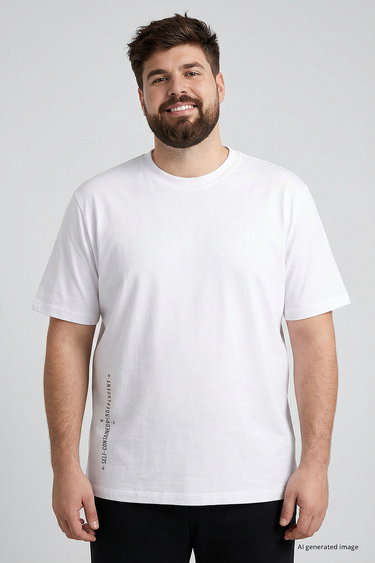 Beyaz Baskılı O Yaka Rahat Form Battal Büyük Beden Erkek T-Shirt - 88472 - TOMMYLIFE