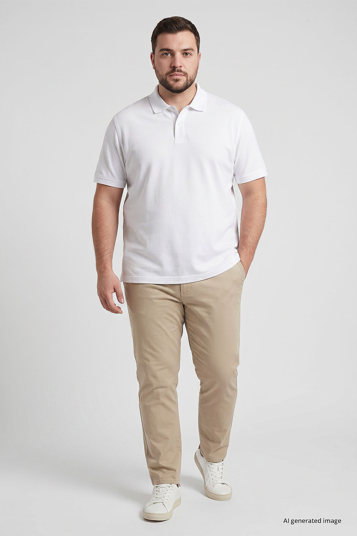 Beyaz Polo Yaka Büyük Beden Battal Erkek T-Shirt - 88511 - TOMMYLIFE