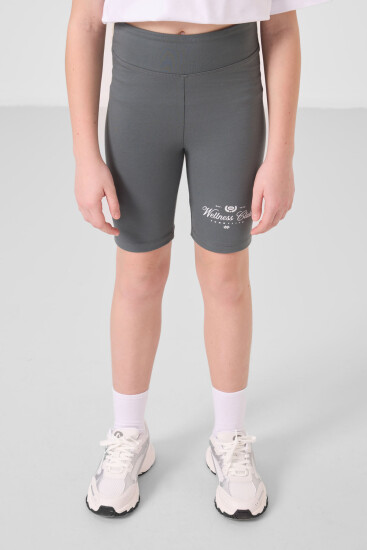 Beyaz-Haki Pamuklu O Yaka Standart Fit Baskılı Kız Çocuk Tayt Takım - 75190 - TOMMYLIFE (1)