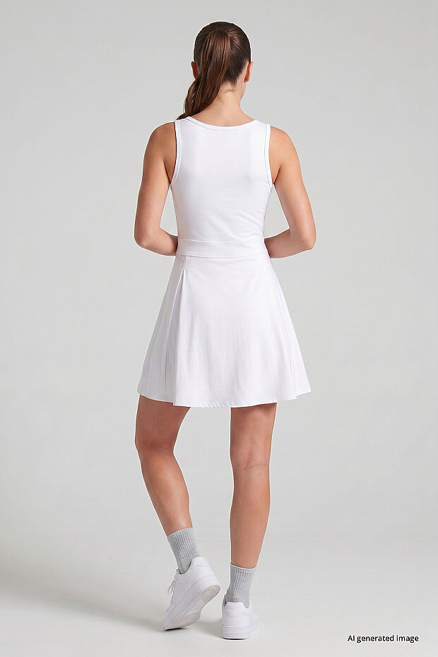 Beyaz İçi Taytlı Kadın Tenis Elbise - 97320 - 6