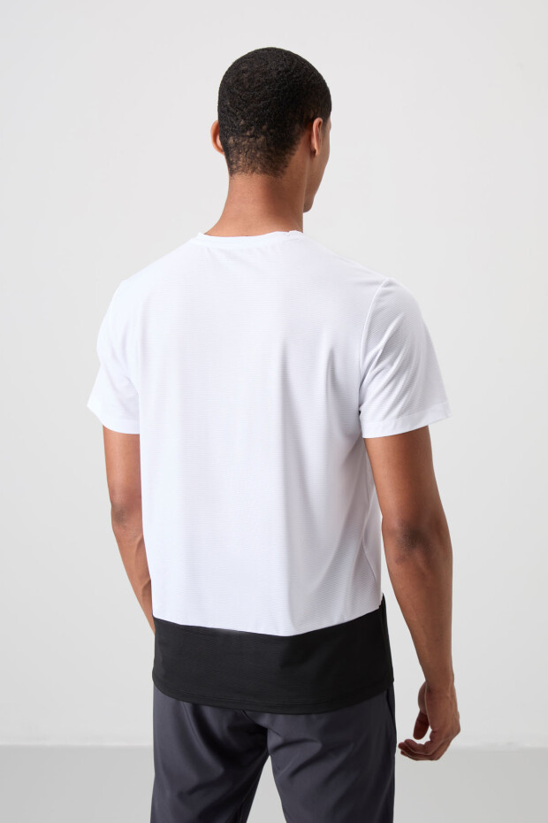 Beyaz Nefes Alan Dokulu İnce Esnek Standart Fit Erkek Performans T-Shirt - 88383 - 6