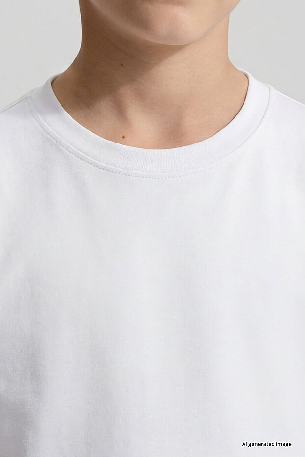 Beyaz O Yaka Standart Fit Basic Uzun Kollu Unisex Çocuk T-Shirt - 11329 - 9