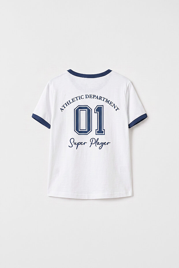 Beyaz Omuz Biye Detaylı Baskılı Kız Çocuk T-Shirt - 75181 - 3