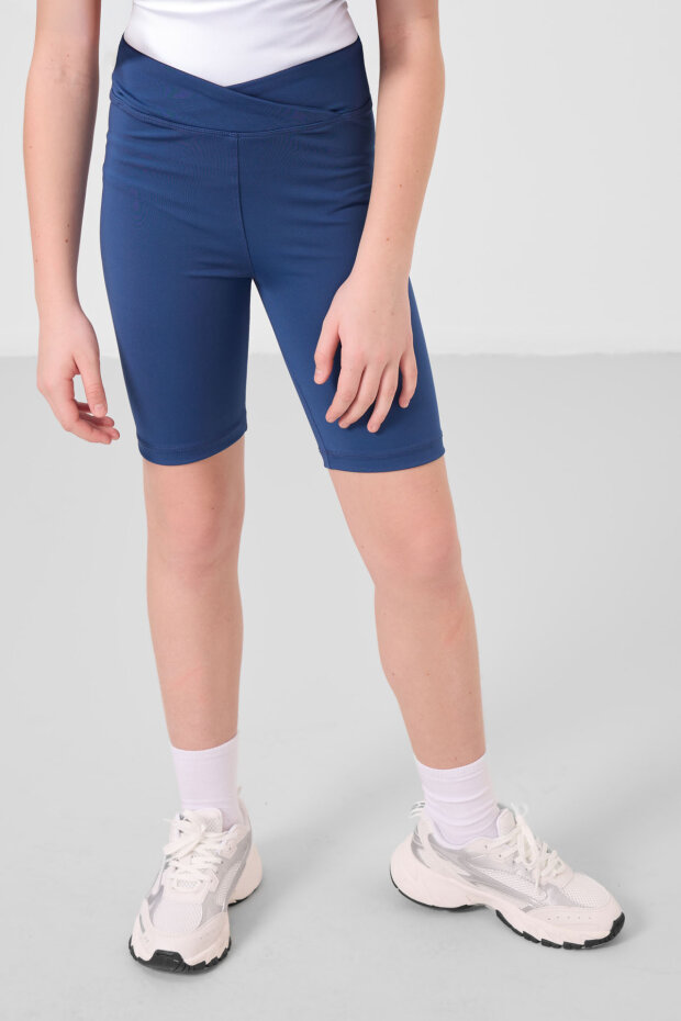 Beyaz-Parlament V Yaka Kemer Detaylı Standart Fit Performans Kız Çocuk Tayt Takım - 75187 - 4