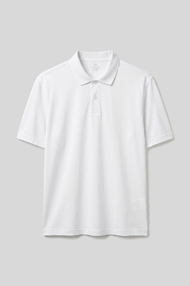 Beyaz Polo Yaka Büyük Beden Battal Erkek T-Shirt - 88511 - 2
