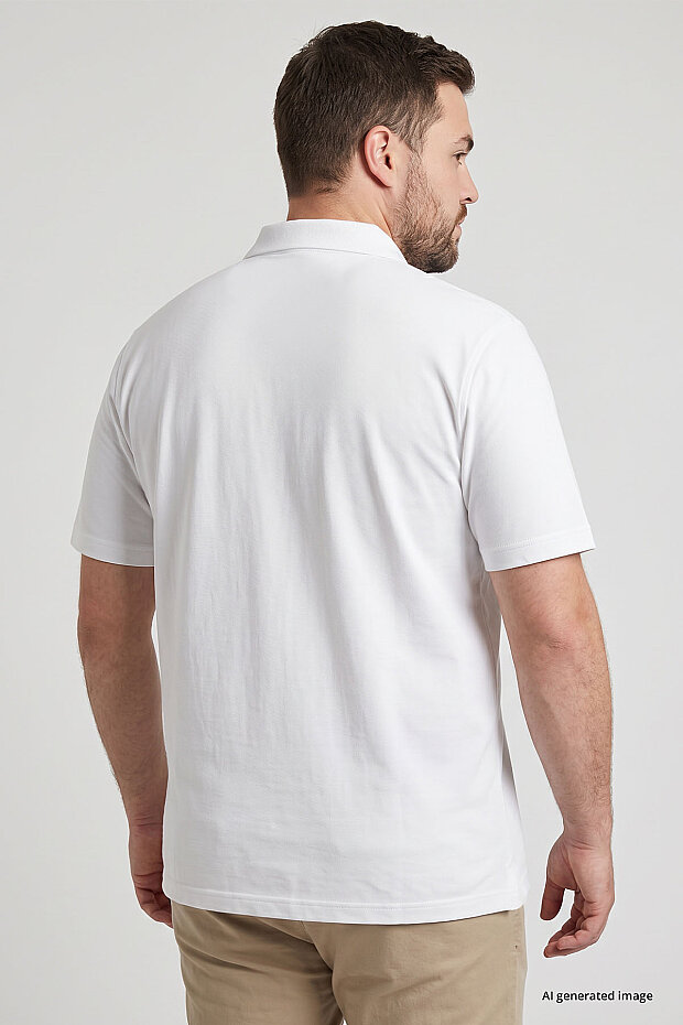 Beyaz Polo Yaka Büyük Beden Battal Erkek T-Shirt - 88511 - 6