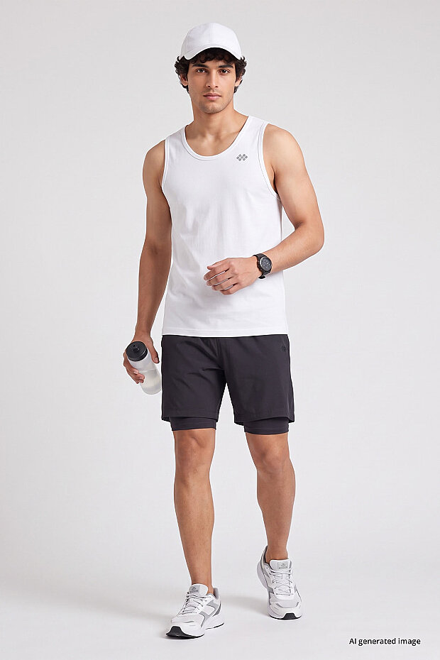 Beyaz Standart Kalıp Basic Spor Performans Kolsuz Erkek Atlet - 88503 - 2