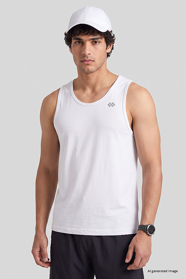 Beyaz Standart Kalıp Basic Spor Performans Kolsuz Erkek Atlet - 88503 - 3