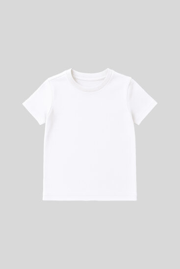 Beyaz O Yaka Standart Fit Basic Unisex Çocuk T-Shirt - 11328 