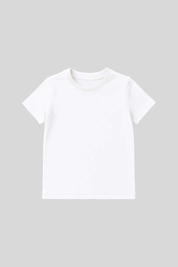 Beyaz O Yaka Standart Fit Basic Unisex Çocuk T-Shirt - 11328 - 1