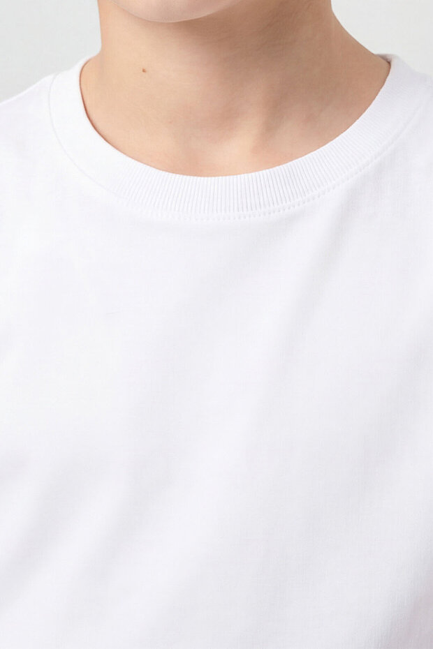 Beyaz O Yaka Standart Fit Basic Unisex Çocuk T-Shirt - 11328 - 7