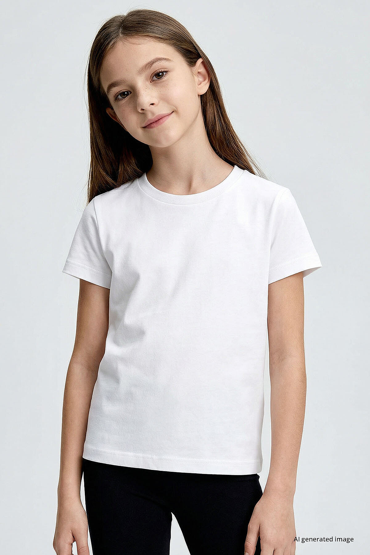 Beyaz O Yaka Standart Fit Basic Unisex Çocuk T-Shirt - 11328 - TOMMYLIFE