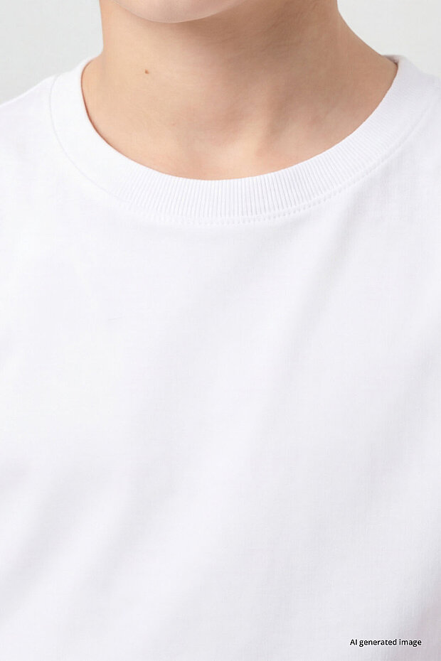 Beyaz O Yaka Standart Fit Basic Unisex Çocuk T-Shirt - 11328 - 6