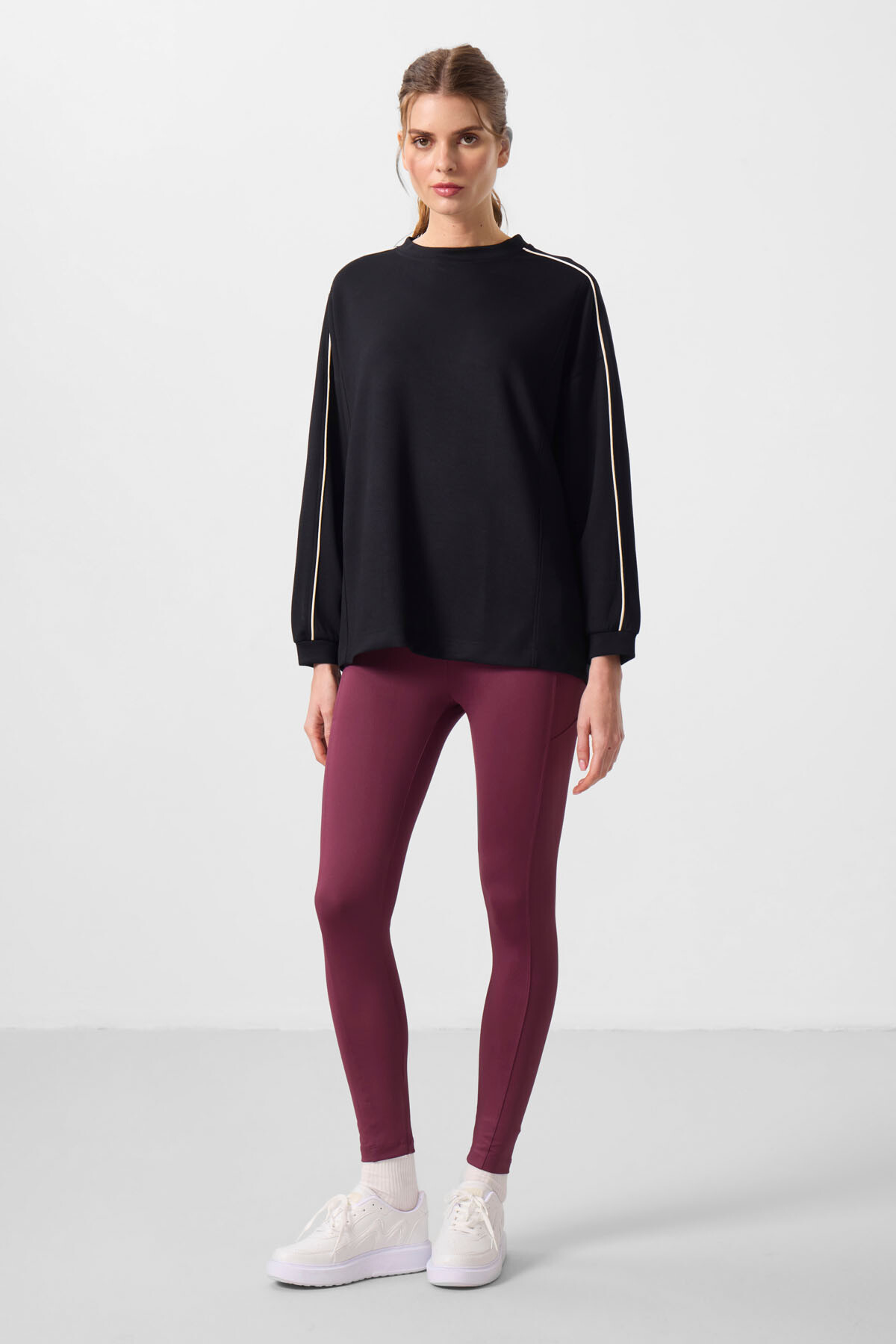 Bordo Esnek Standart Fit Performans Kadın Tayt - 94667 - TOMMYLIFE