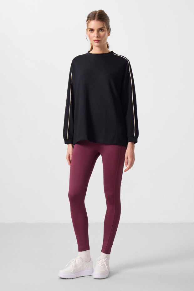 Bordo Esnek Standart Fit Performans Kadın Tayt - 94667 - 1