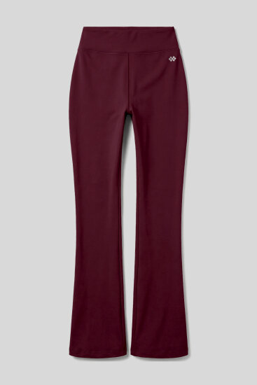 Bordo Esnek Yüksek Bel Spor Performans Kadın İspanyol Paça Kadın Tayt - 94686 - TOMMYLIFE (1)