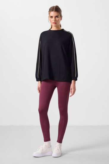 Bordo Esnek Standart Fit Performans Kadın Tayt - 94667 