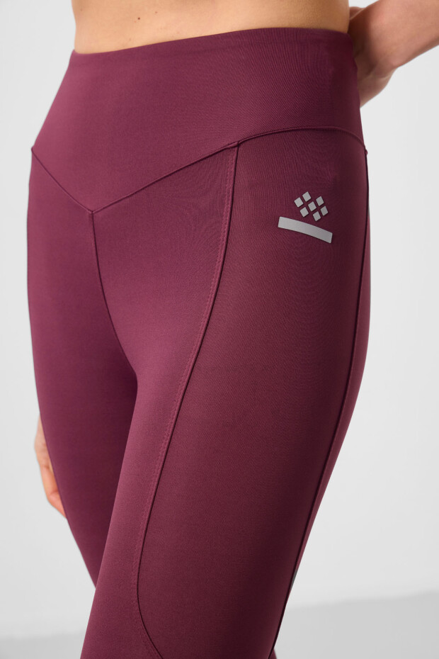 Bordo Standart Fit Esnek Performans Kadın Tayt - 94666 - 3