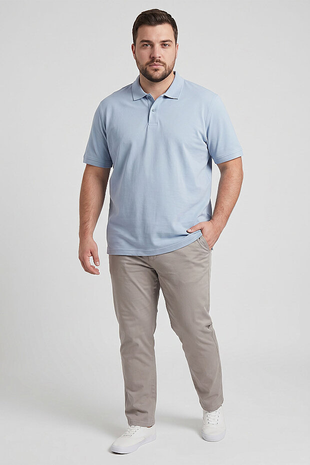 Buz Mavi Polo Yaka Büyük Beden Battal Erkek T-Shirt - 88511 - 3