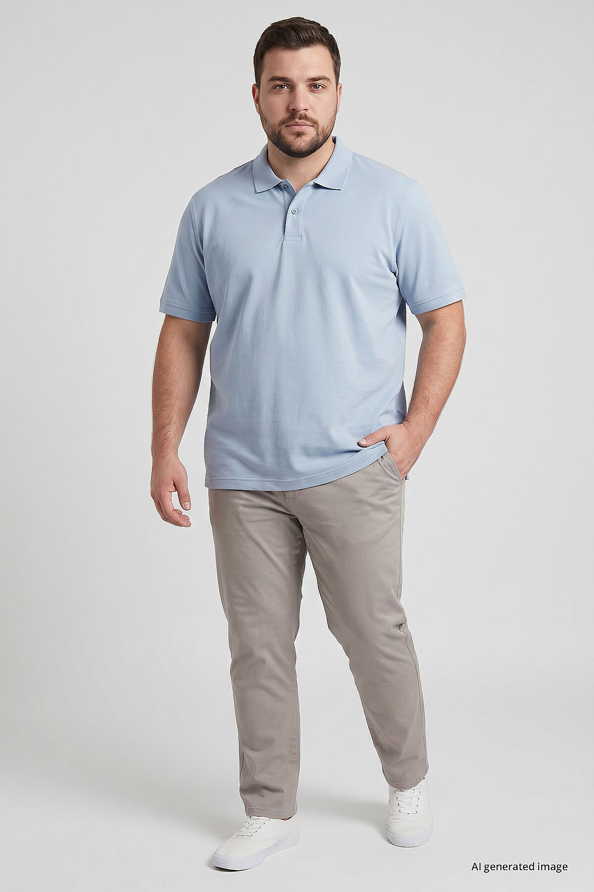 Buz Mavi Polo Yaka Büyük Beden Battal Erkek T-Shirt - 88511 - TOMMYLIFE