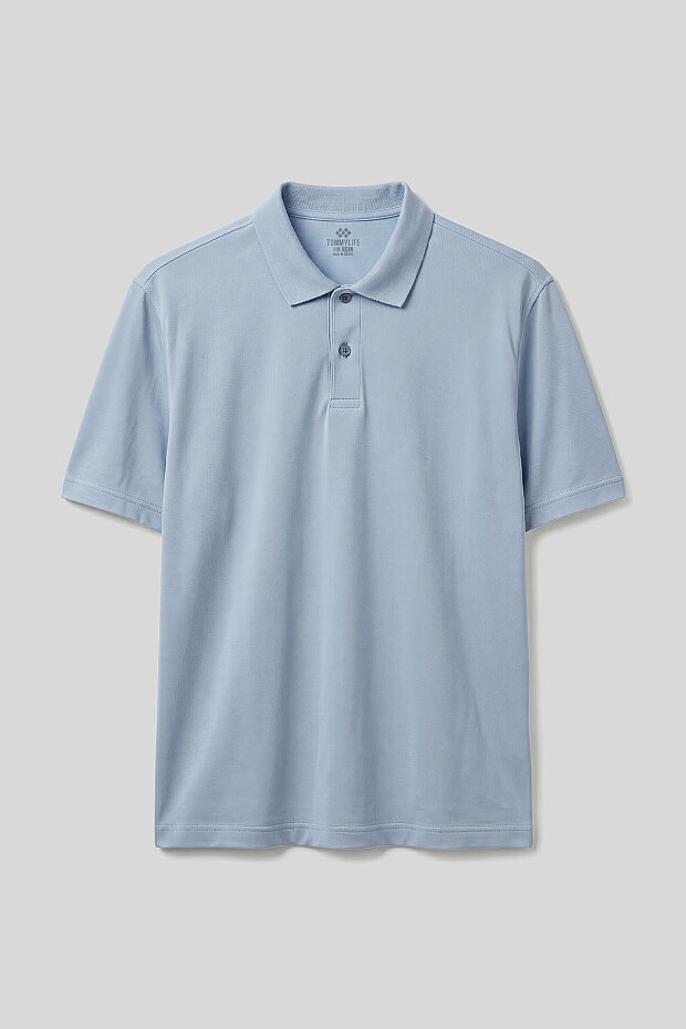 Buz Mavi Polo Yaka Büyük Beden Battal Erkek T-Shirt - 88511 - 2