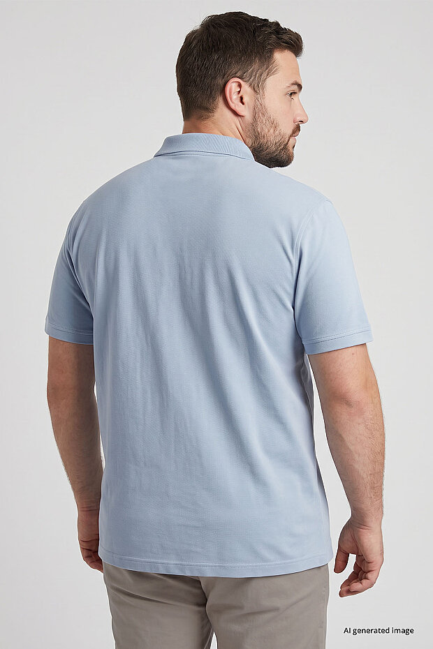 Buz Mavi Polo Yaka Büyük Beden Battal Erkek T-Shirt - 88511 - 6