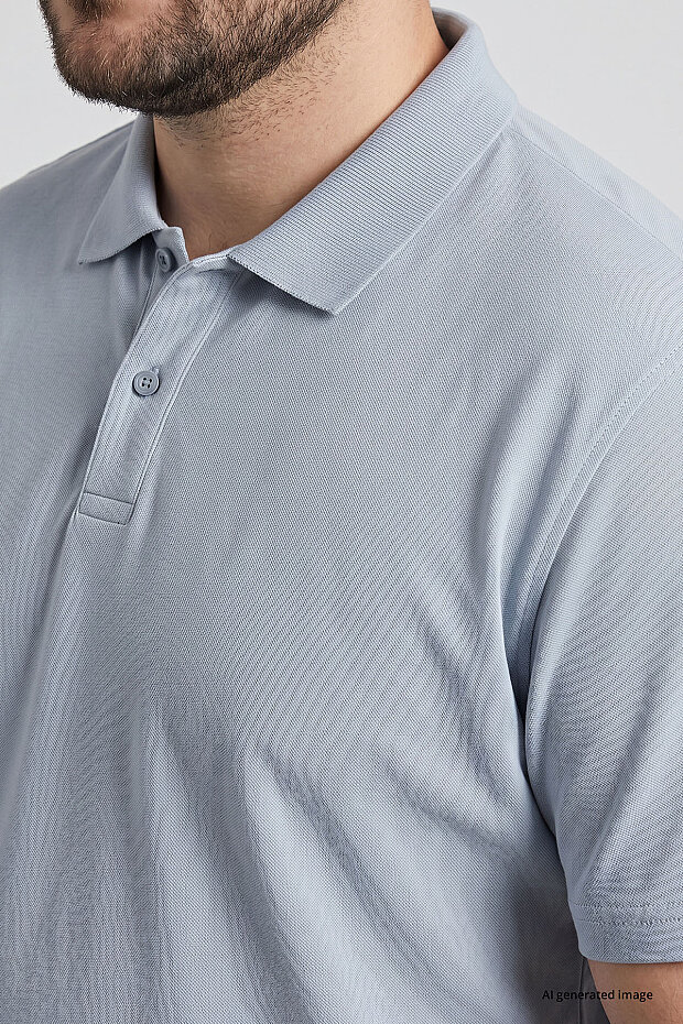 Buz Mavi Polo Yaka Büyük Beden Battal Erkek T-Shirt - 88511 - 5