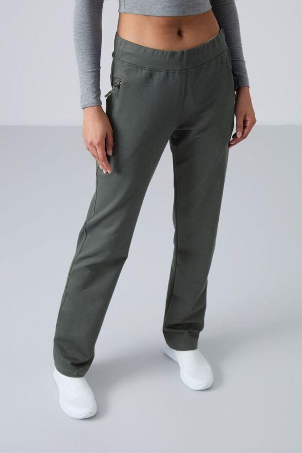 Çağla Fermuar Cepli Rahat Form Klasik Paça Kadın Eşofman Alt - 94195 - 3