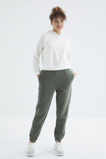 Çağla Yüksek Bel Şardonlu 3 İplik Pamuklu Basic Kadın Eşofman Alt - 94624 