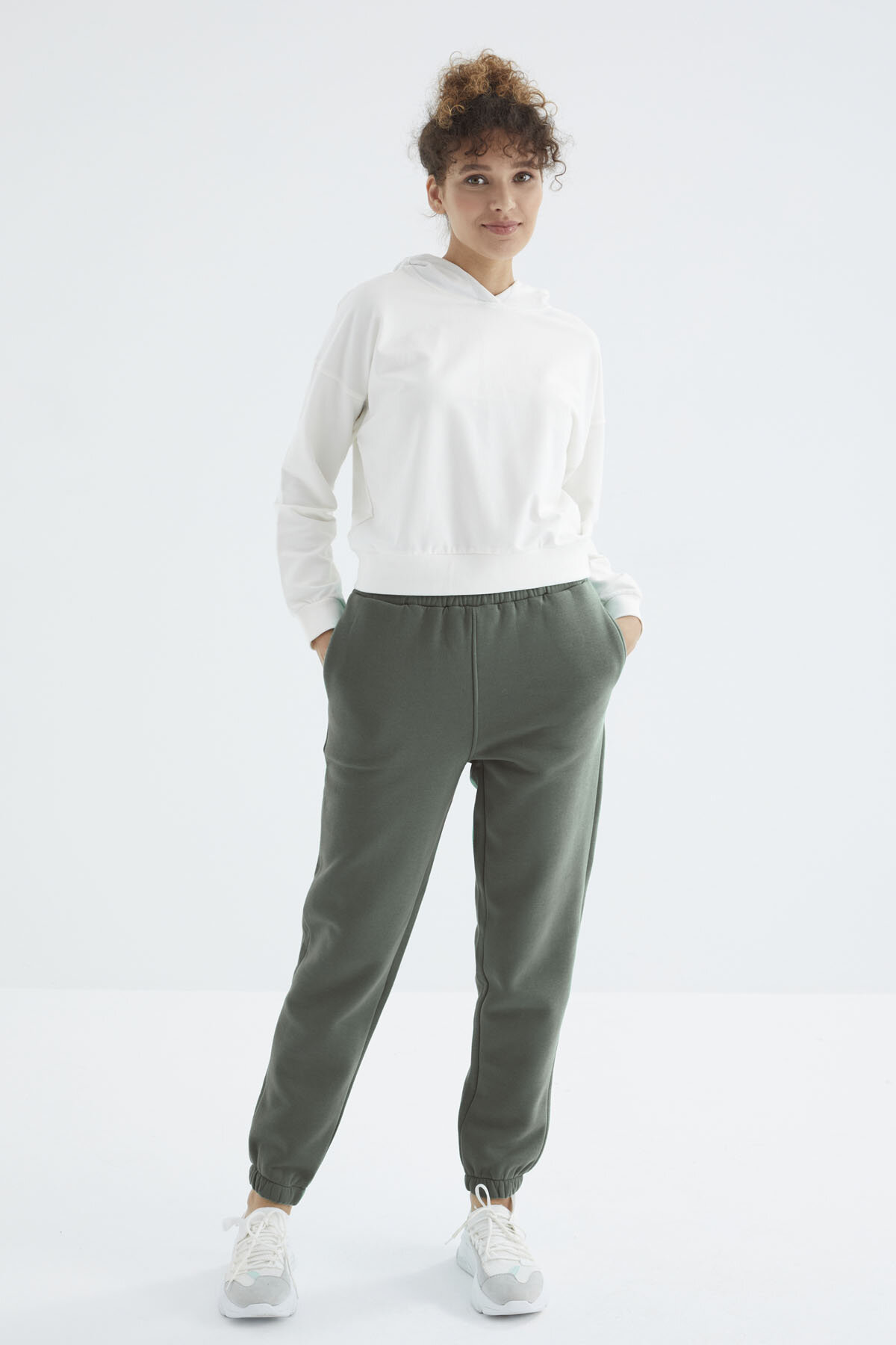 Çağla Yüksek Bel Şardonlu 3 İplik Pamuklu Basic Kadın Eşofman Alt - 94624 - TOMMYLIFE