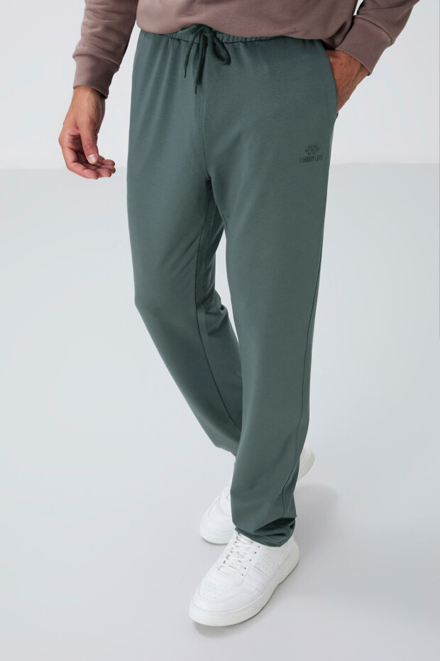 Çağla Bağcıklı Cepli Standart Kalıp Klasik Paça Erkek Eşofman Alt - 84682 - 2