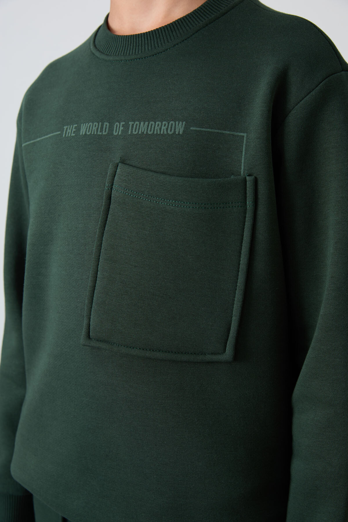 Çam Yeşil Pamuklu Kalın İçi Tüylü Standart Fit Baskılı Erkek Çocuk Eşofman Takım - 11257 - TOMMYLIFE (1)