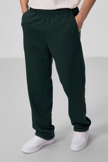 Çam Yeşili Yüzeyi Dokulu Rahat Form Palazzo Erkek Pantolon - 82164 - TOMMYLIFE (1)