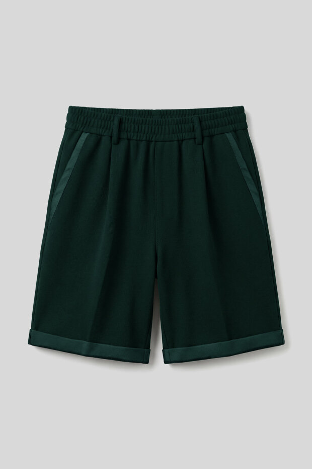 Çam Yeşil Oversize Fit Basic Kemer Detaylı Erkek Şort - 81285 - 1