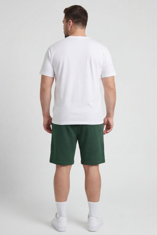 Çam Yeşil Rahat Form Bağcıklı Cep Detaylı Battal Büyük Beden Erkek Şort - 81297 - 4