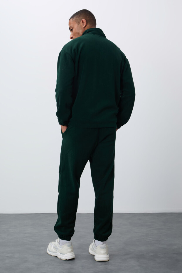 Çam Yeşil Kalın Yumuşak Dokulu Comfort Fit Nakışlı Erkek Eşofman Takım - 85269 - 7