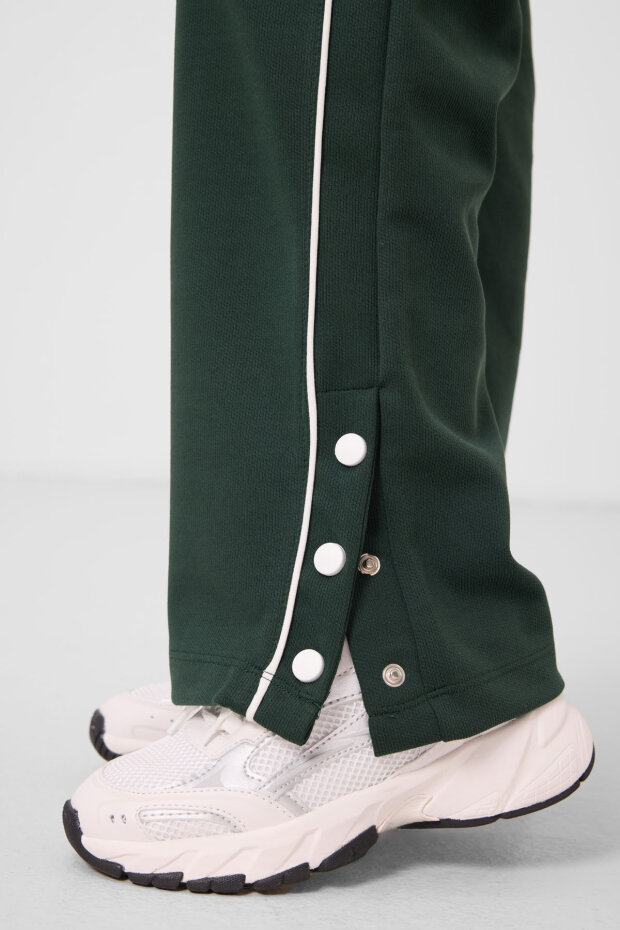 Çam Yeşili Geniş Paça Çıt Çıt Detaylı Kız Çocuk Palazzo Pantolon - 75199 - 2