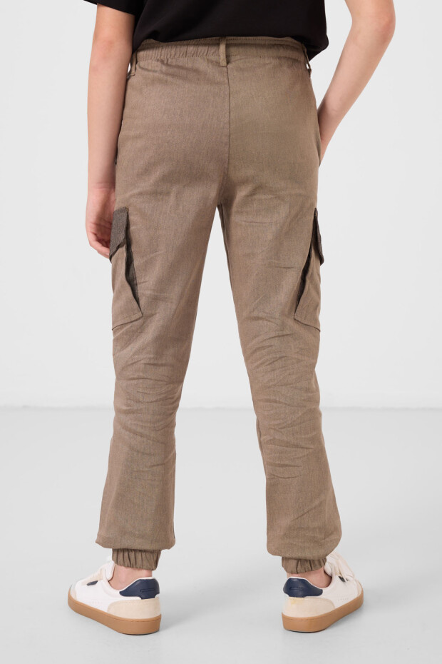 Camel Standart Fit Dokuma Hafif Esnek Chino Erkek Çocuk Pantolon - 11271 - 5