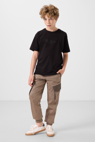 Camel Standart Fit Dokuma Hafif Esnek Chino Erkek Çocuk Pantolon - 11271 