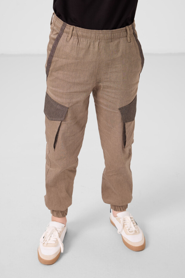 Camel Standart Fit Dokuma Hafif Esnek Chino Erkek Çocuk Pantolon - 11271 - 3