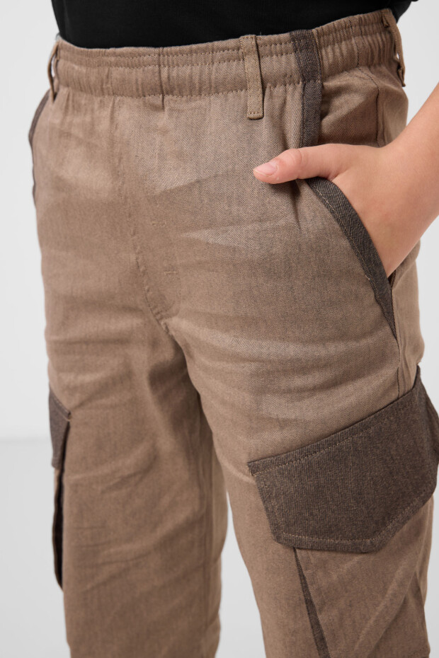 Camel Standart Fit Dokuma Hafif Esnek Chino Erkek Çocuk Pantolon - 11271 - 4