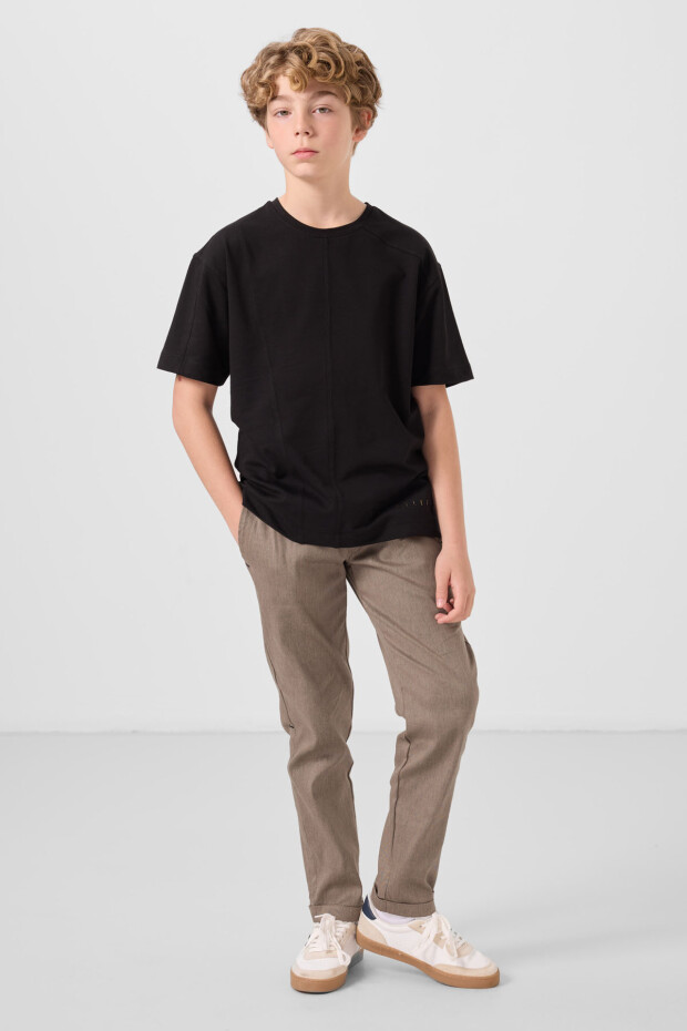 Camel Standart Fit Dokuma Hafif Esnek Chino Erkek Çocuk Pantolon - 11272 - 1
