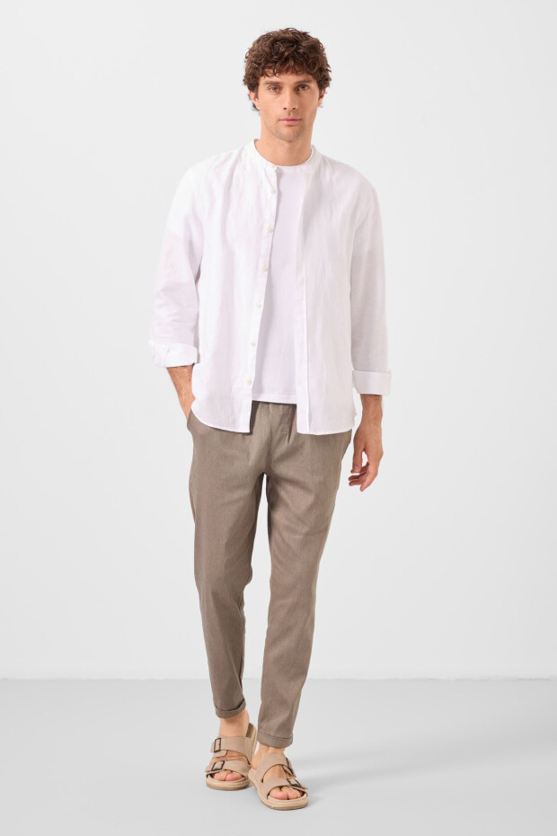 Camel Standart Fit Dokuma Hafif Esnek Chino Erkek Pantolon - 82178 - 4