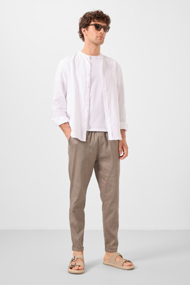 Camel Standart Fit Dokuma Hafif Esnek Chino Erkek Pantolon - 82178 - 1