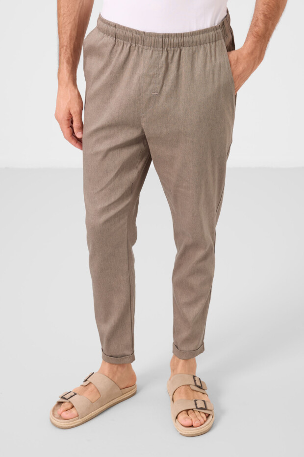 Camel Standart Fit Dokuma Hafif Esnek Chino Erkek Pantolon - 82178 - 2